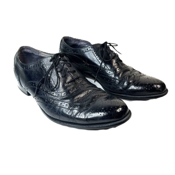 Botney Club Other - Vtg BOTANY C.L.U.B Black Leather Wingtip Oxford Brogue Dress Shoes US Men's 7.5